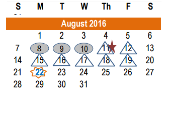 District School Academic Calendar for Williamson County Academy for August 2016