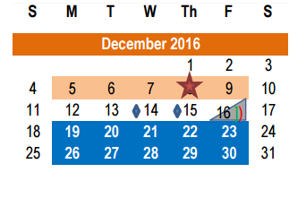 District School Academic Calendar for Hutto Middle School for December 2016