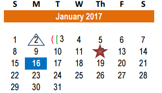 District School Academic Calendar for Williamson County Academy for January 2017