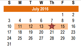 District School Academic Calendar for Williamson County Academy for July 2016