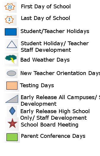 District School Academic Calendar Legend for Williamson County Academy