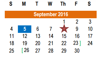 District School Academic Calendar for Hutto High School for September 2016