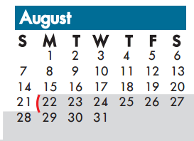 District School Academic Calendar for Britain Elementary for August 2016