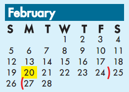 District School Academic Calendar for Union Bower Center For Learning for February 2017