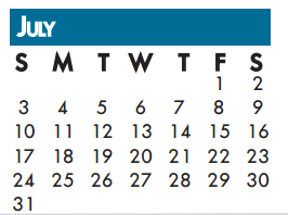 District School Academic Calendar for Elliott Elementary for July 2016