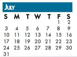 District School Academic Calendar for Union Bower Center For Learning for July 2016