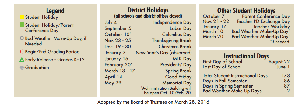 District School Academic Calendar Key for Haley J Elementary