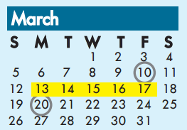 District School Academic Calendar for Lorenzo De Zavala Middle for March 2017