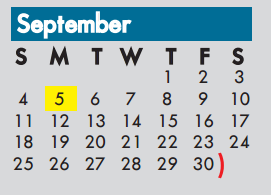 District School Academic Calendar for Irving High School for September 2016