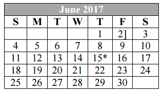 District School Academic Calendar for Olympia Elementary for June 2017