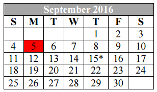 District School Academic Calendar for Judson High School for September 2016