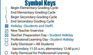 District School Academic Calendar Legend for West Memorial Elementary