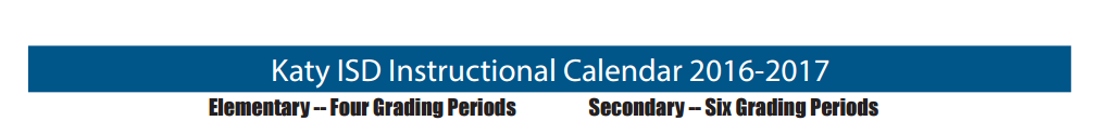 District School Academic Calendar for Katy Elementary