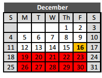 District School Academic Calendar for Bear Creek Intermediate for December 2016