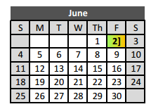District School Academic Calendar for Bear Creek Intermediate for June 2017