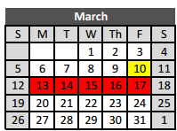 District School Academic Calendar for Keller High School for March 2017