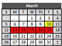 District School Academic Calendar for Bear Creek Intermediate for March 2017