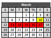 District School Academic Calendar for Indian Springs Middle School for March 2017