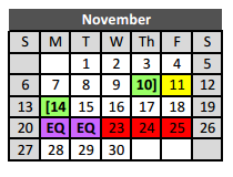 District School Academic Calendar for New Direction Lrn Ctr for November 2016