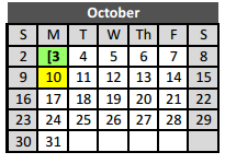 District School Academic Calendar for Independence Elementary for October 2016