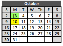 District School Academic Calendar for Bear Creek Intermediate for October 2016