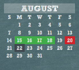 District School Academic Calendar for Greenwood Forest Elementary for August 2016