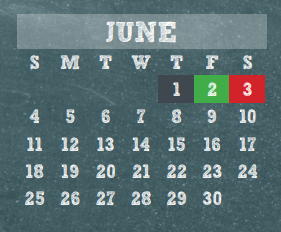 District School Academic Calendar for Wunderlich Intermediate for June 2017