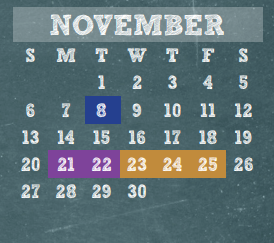 District School Academic Calendar for Wunderlich Intermediate for November 2016