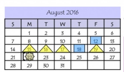 District School Academic Calendar for Ann Richards Middle School for August 2016
