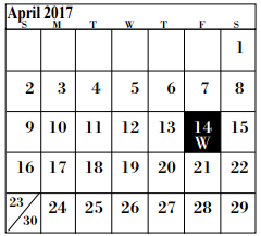District School Academic Calendar for Dewalt Alter for April 2017