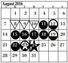 District School Academic Calendar for Dewalt Alter for August 2016
