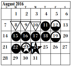 District School Academic Calendar for Elementary Campus #7 for August 2016