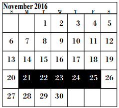 District School Academic Calendar for Elementary Campus #7 for November 2016