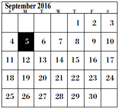 District School Academic Calendar for Elementary Campus #7 for September 2016