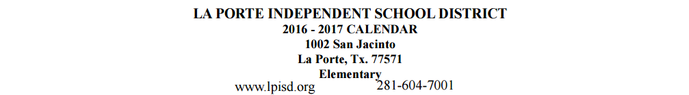 District School Academic Calendar for Lomax Junior High