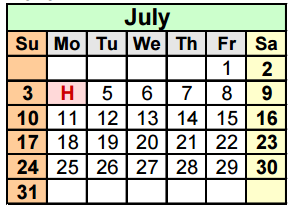 District School Academic Calendar for Travis Co J J A E P for July 2016