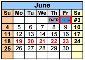 District School Academic Calendar for Hudson Bend Middle for June 2017