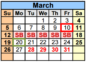 District School Academic Calendar for Travis Co J J A E P for March 2017