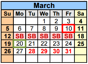 District School Academic Calendar for Serene Hills Elementary for March 2017