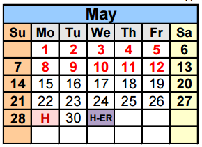 District School Academic Calendar for Lake Travis Elementary for May 2017