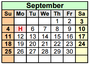 District School Academic Calendar for Travis Co J J A E P for September 2016