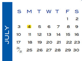 District School Academic Calendar for Hutchison Elementary for July 2016