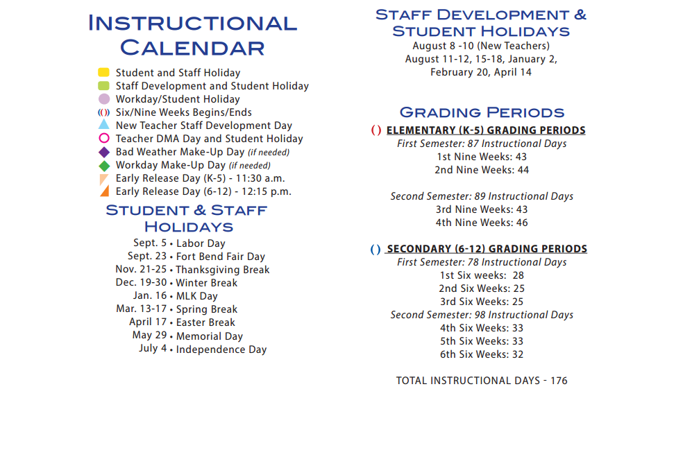 District School Academic Calendar Key for Austin Elementary