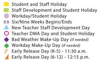 District School Academic Calendar Legend for Travis Elementary