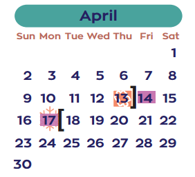 District School Academic Calendar for J Kawas Elementary for April 2017