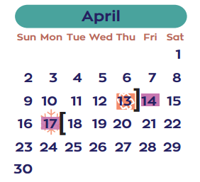 District School Academic Calendar for Early College High School for April 2017