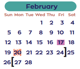 District School Academic Calendar for D D Hachar Elementary School for February 2017