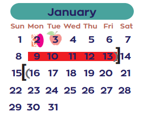 District School Academic Calendar for F S Lara Academy for January 2017