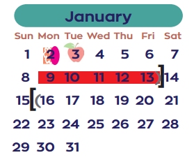 District School Academic Calendar for J Kawas Elementary for January 2017