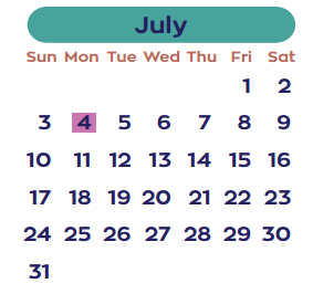 District School Academic Calendar for J C Martin Jr Elementary School for July 2016